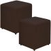 Kit 02 Puffs Quadrado L02 Decorativo Sala de Estar Suede Marrom - Lyam Decor