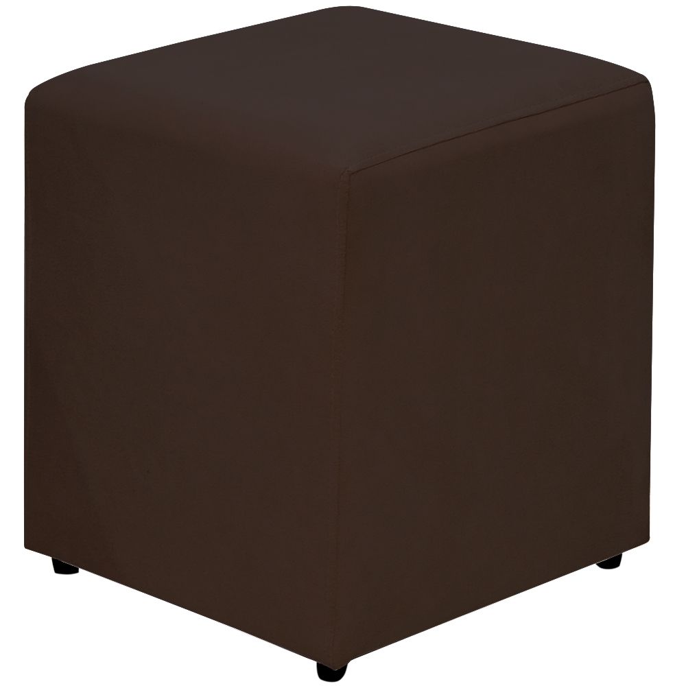 Kit 02 Puffs Quadrado L02 Decorativo Sala de Estar Suede Marrom - Lyam Decor