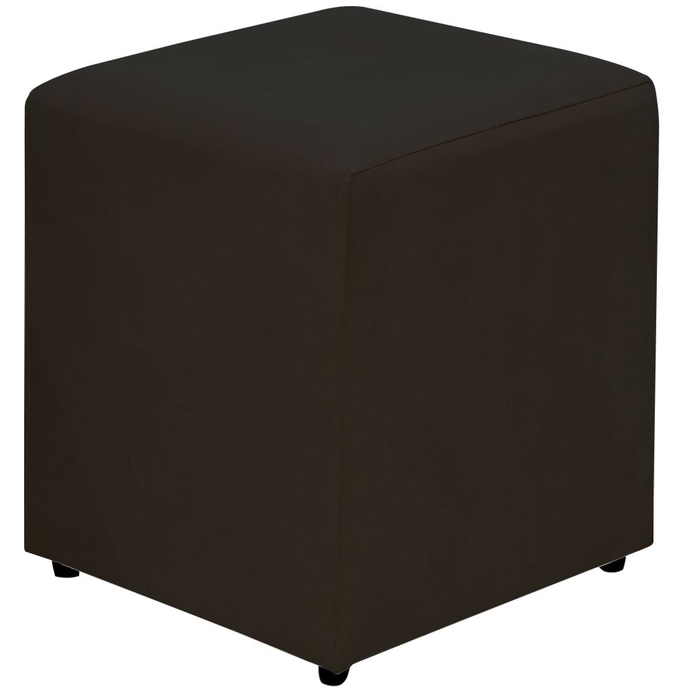 Kit 02 Puffs Quadrado L02 Decorativo Sala de Estar Suede Preto - Lyam Decor