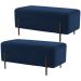 Kit 02 Puffs Retangular Decorativo Status 90x45 D02 Pés de Aço Veludo Azul Oxford C-304 - Lyam Decor