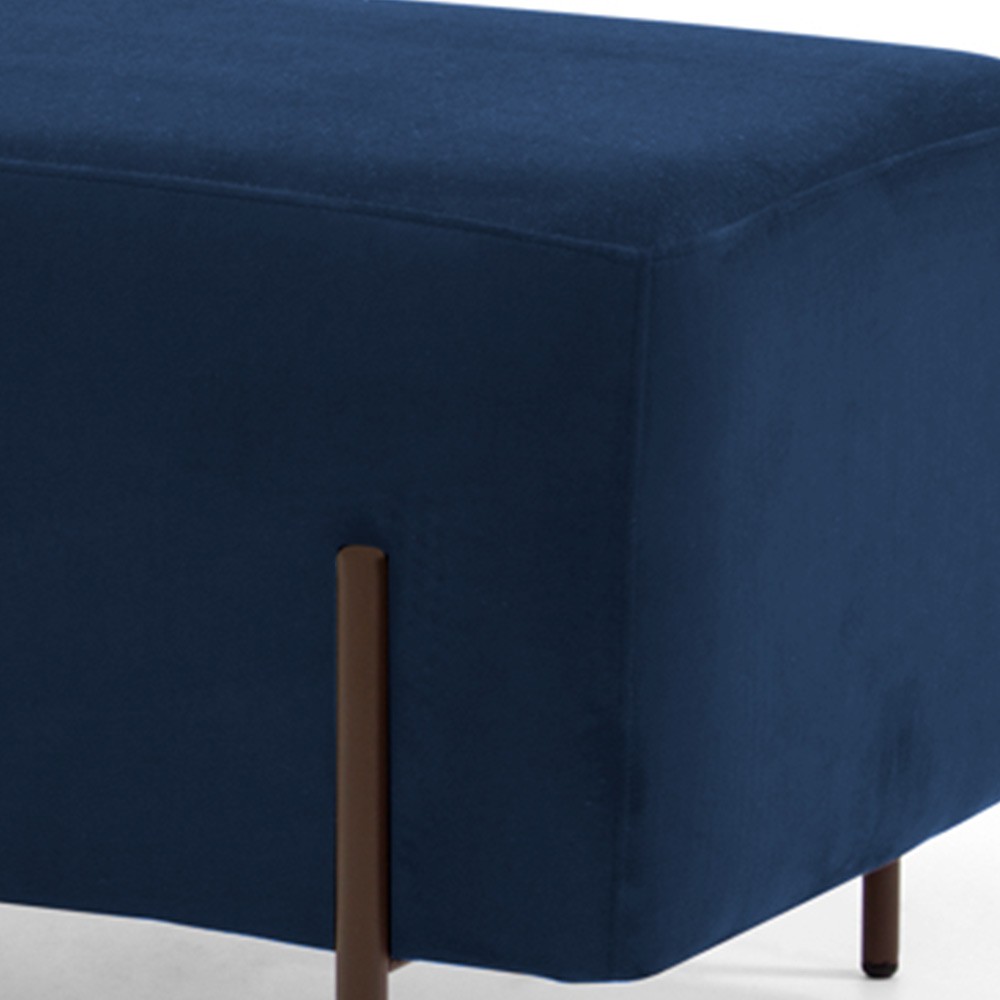 Kit 02 Puffs Retangular Decorativo Status 90x45 D02 Pés de Aço Veludo Azul Oxford C-304 - Lyam Decor
