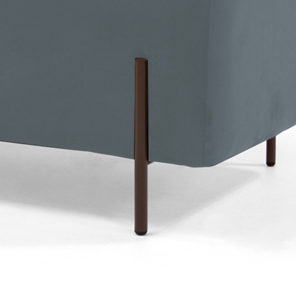 Kit 02 Puffs Retangular Decorativo Status 90x45 D02 Pés de Aço Veludo Cinza C-317 - Lyam Decor