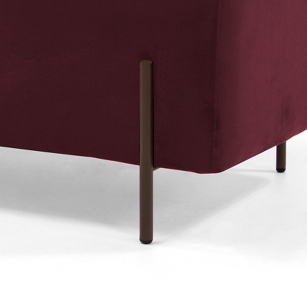 Kit 02 Puffs Retangular Decorativo Status 90x45 D02 Pés de Aço Veludo Marsala C-278 - Lyam Decor