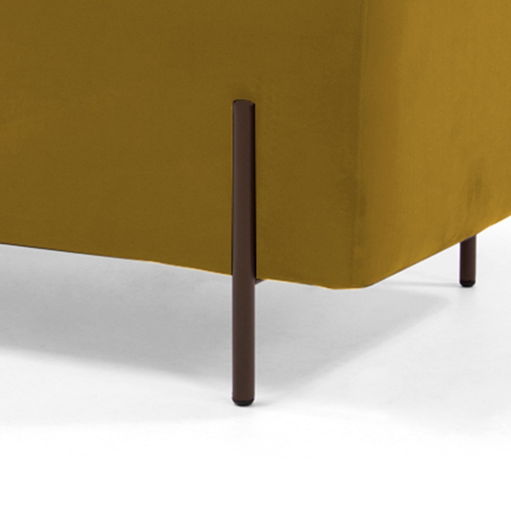 Kit 02 Puffs Retangular Decorativo Status 90x45 D02 Pés de Aço Veludo Mostarda C-279 - Lyam Decor