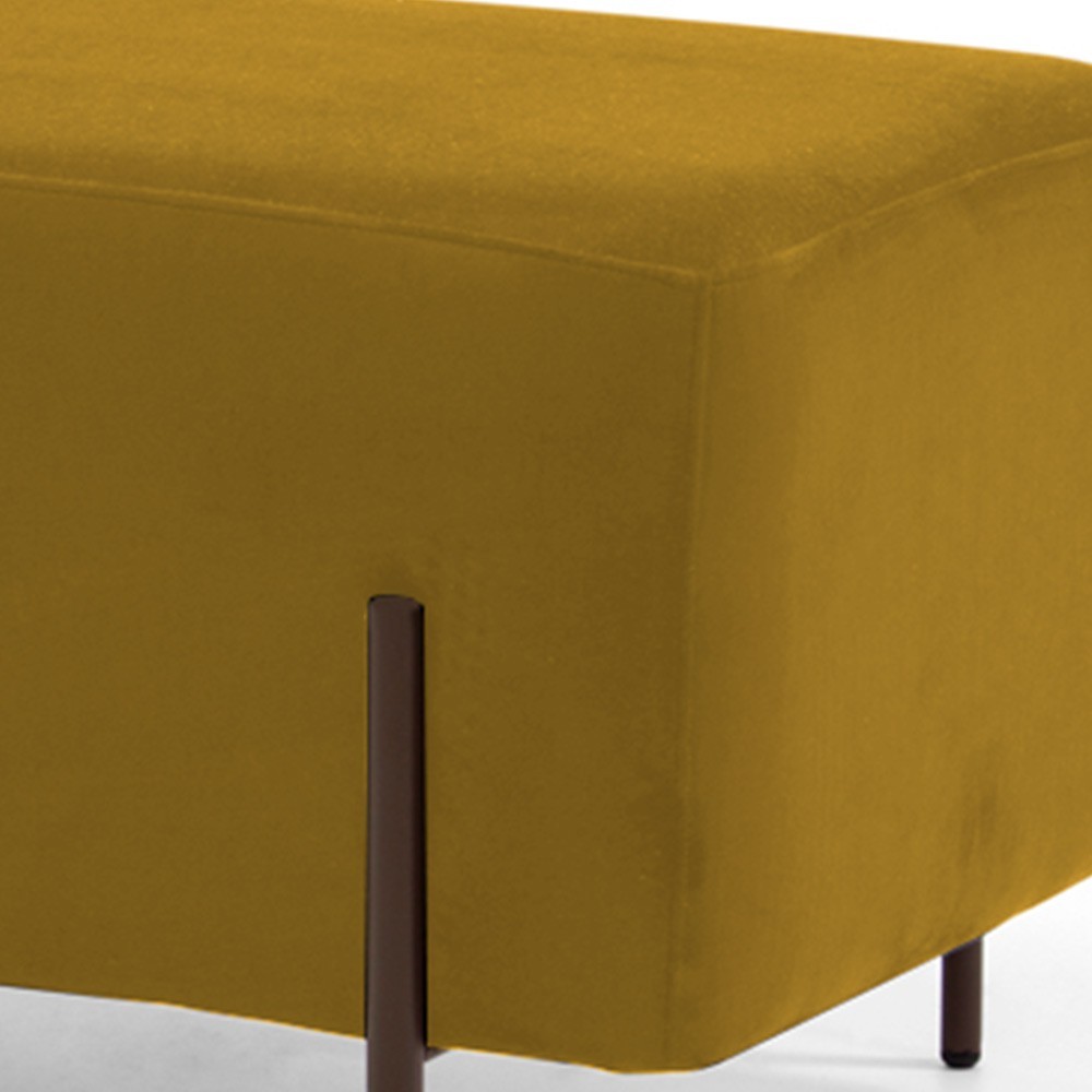 Kit 02 Puffs Retangular Decorativo Status 90x45 D02 Pés de Aço Veludo Mostarda C-279 - Lyam Decor