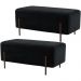 Kit 02 Puffs Retangular Decorativo Status 90x45 D02 Pés de Aço Veludo Preto C-300 - Lyam Decor