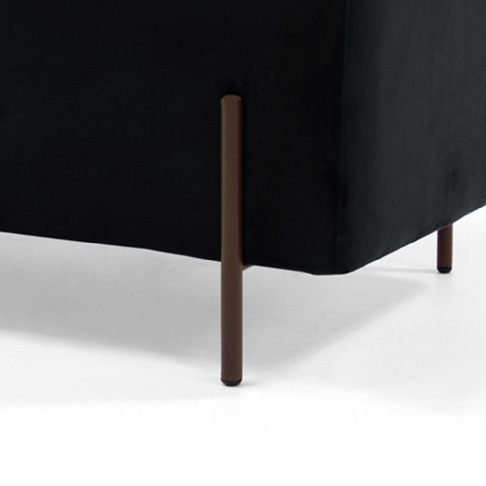 Kit 02 Puffs Retangular Decorativo Status 90x45 D02 Pés de Aço Veludo Preto C-300 - Lyam Decor