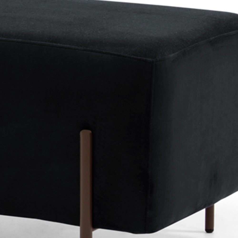 Kit 02 Puffs Retangular Decorativo Status 90x45 D02 Pés de Aço Veludo Preto C-300 - Lyam Decor