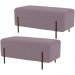 Kit 02 Puffs Retangular Decorativo Status 90x45 D02 Pés de Aço Veludo Rosê C-305 - Lyam Decor