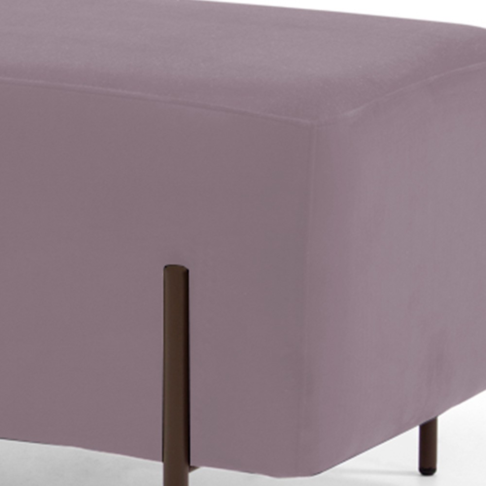 Kit 02 Puffs Retangular Decorativo Status 90x45 D02 Pés de Aço Veludo Rosê C-305 - Lyam Decor