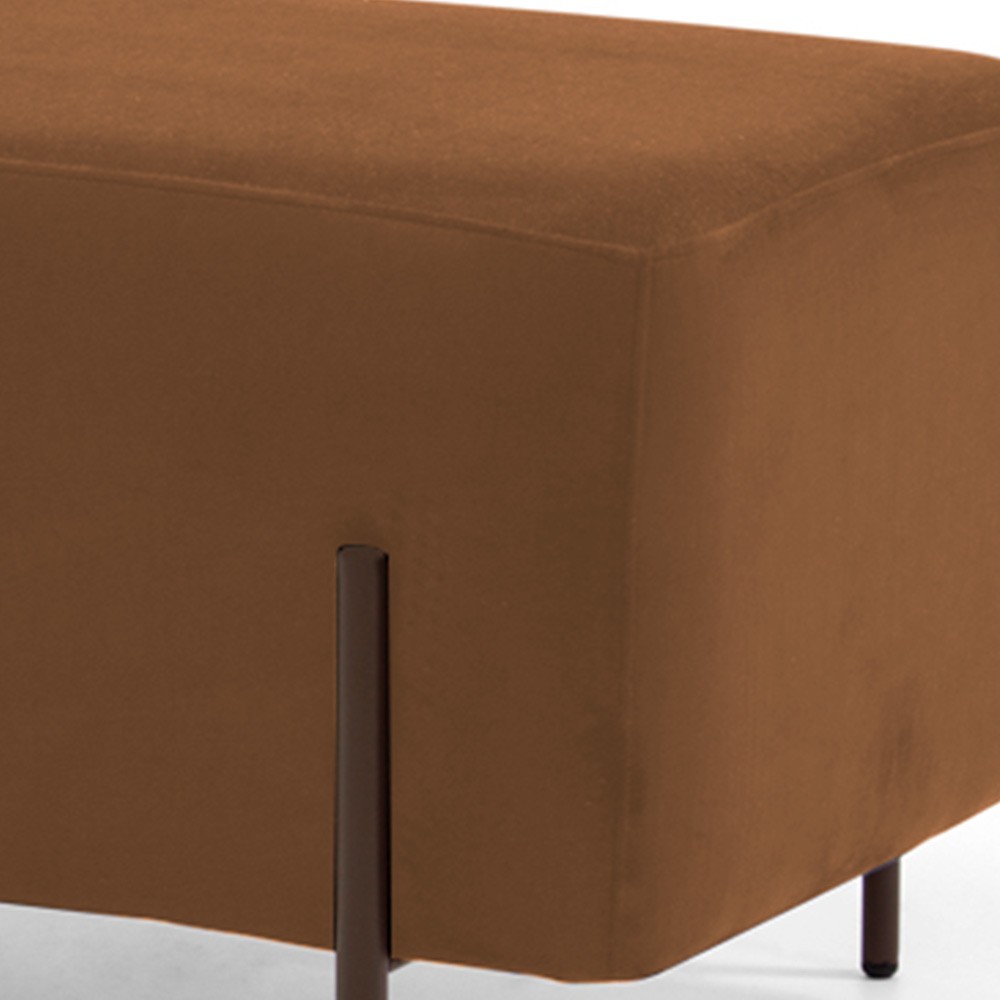 Kit 02 Puffs Retangular Decorativo Status 90x45 D02 Pés de Aço Veludo Telha C-262 - Lyam Decor