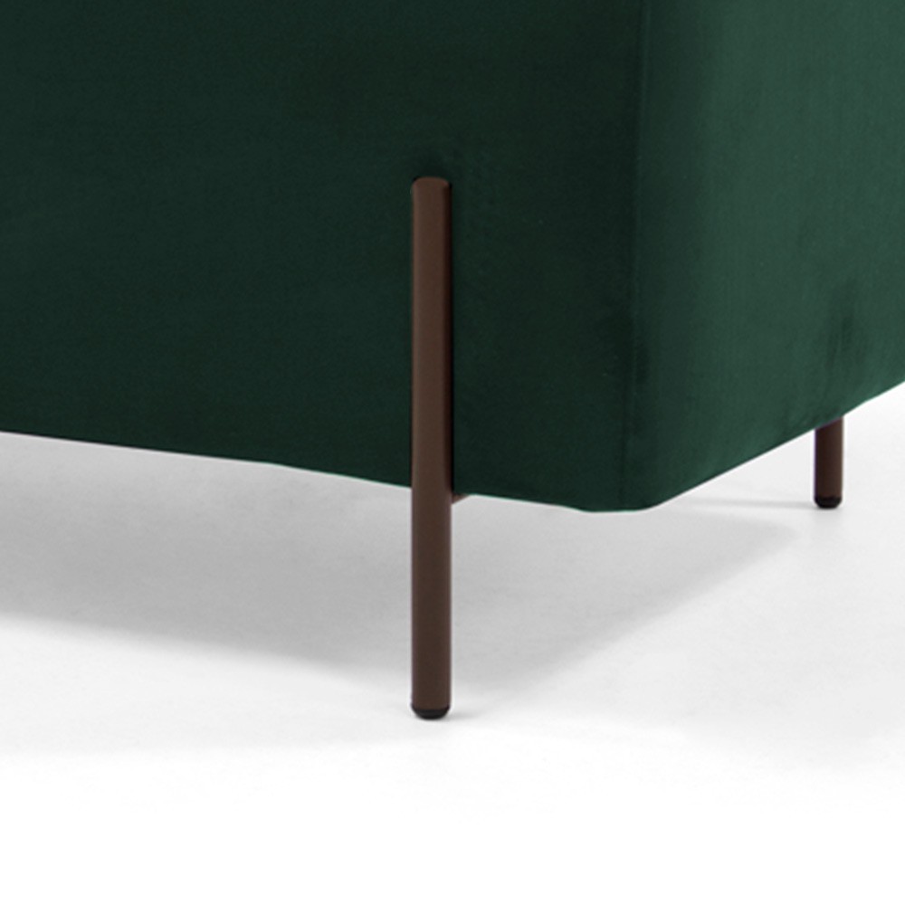 Kit 02 Puffs Retangular Decorativo Status 90x45 D02 Pés de Aço Veludo Verde Musgo C-303 - Lyam Decor