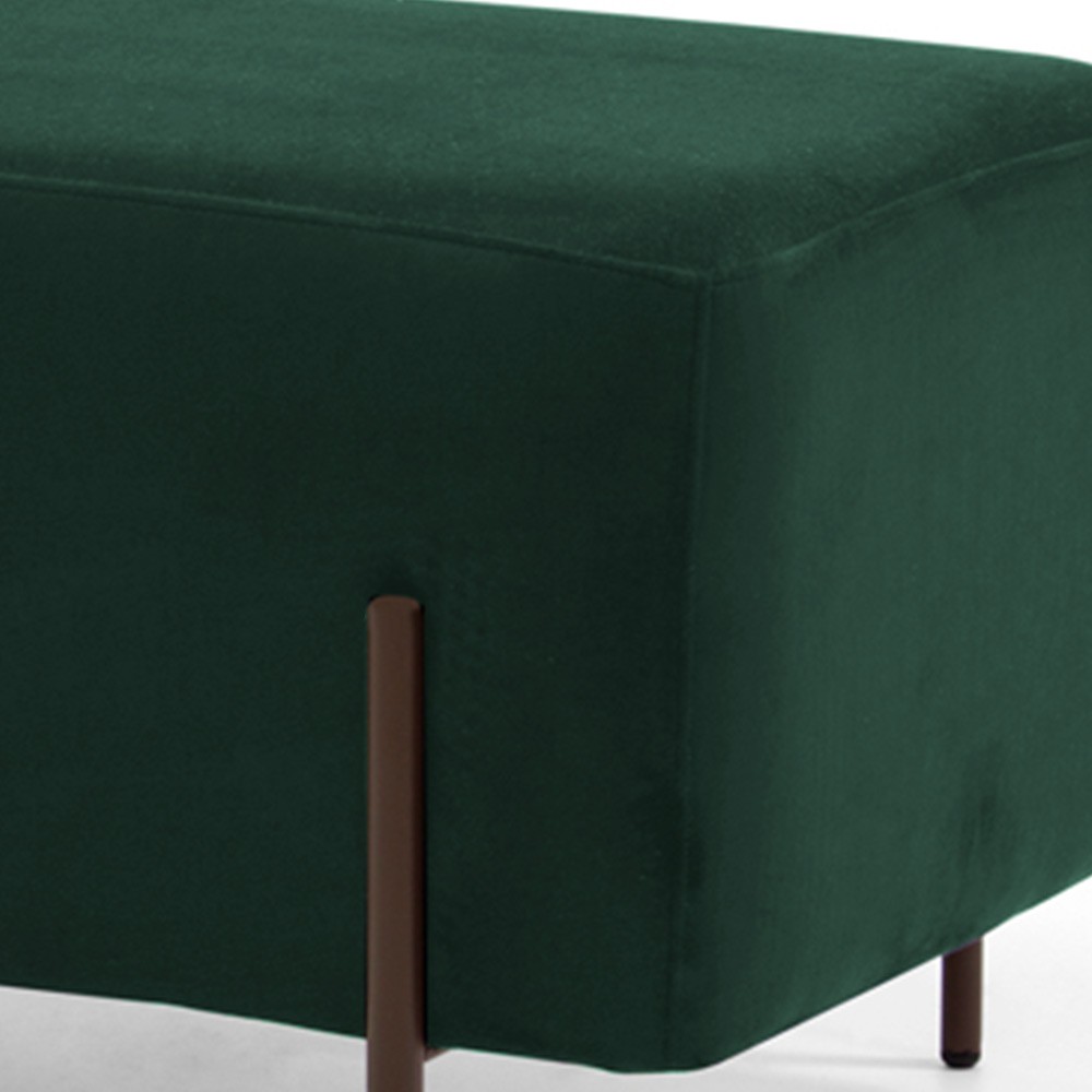 Kit 02 Puffs Retangular Decorativo Status 90x45 D02 Pés de Aço Veludo Verde Musgo C-303 - Lyam Decor