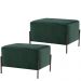 Kit 02 Puffs Retangular Decorativo Status D02 Pés de Aço Veludo Verde C-303 - Lyam Decor