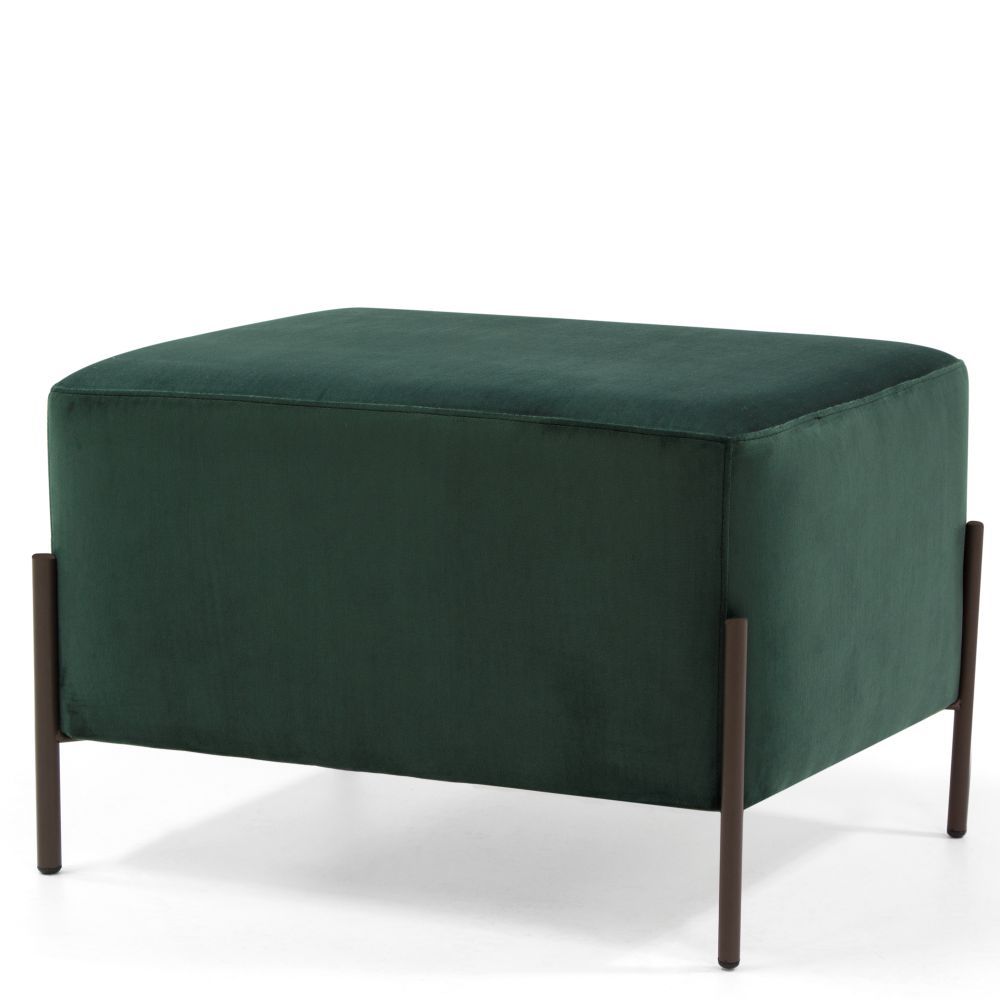 Kit 02 Puffs Retangular Decorativo Status D02 Pés de Aço Veludo Verde C-303 - Lyam Decor