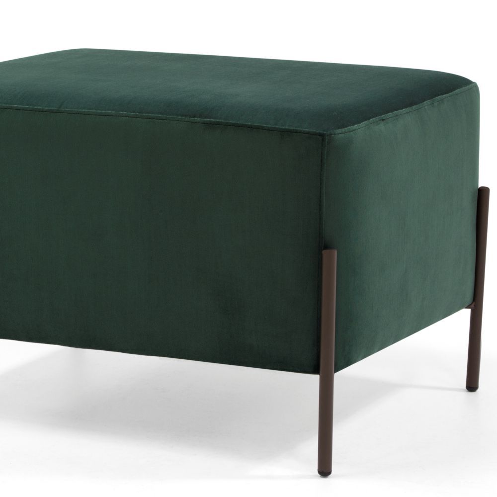 Kit 02 Puffs Retangular Decorativo Status D02 Pés de Aço Veludo Verde C-303 - Lyam Decor