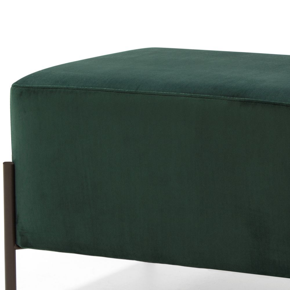 Kit 02 Puffs Retangular Decorativo Status D02 Pés de Aço Veludo Verde C-303 - Lyam Decor