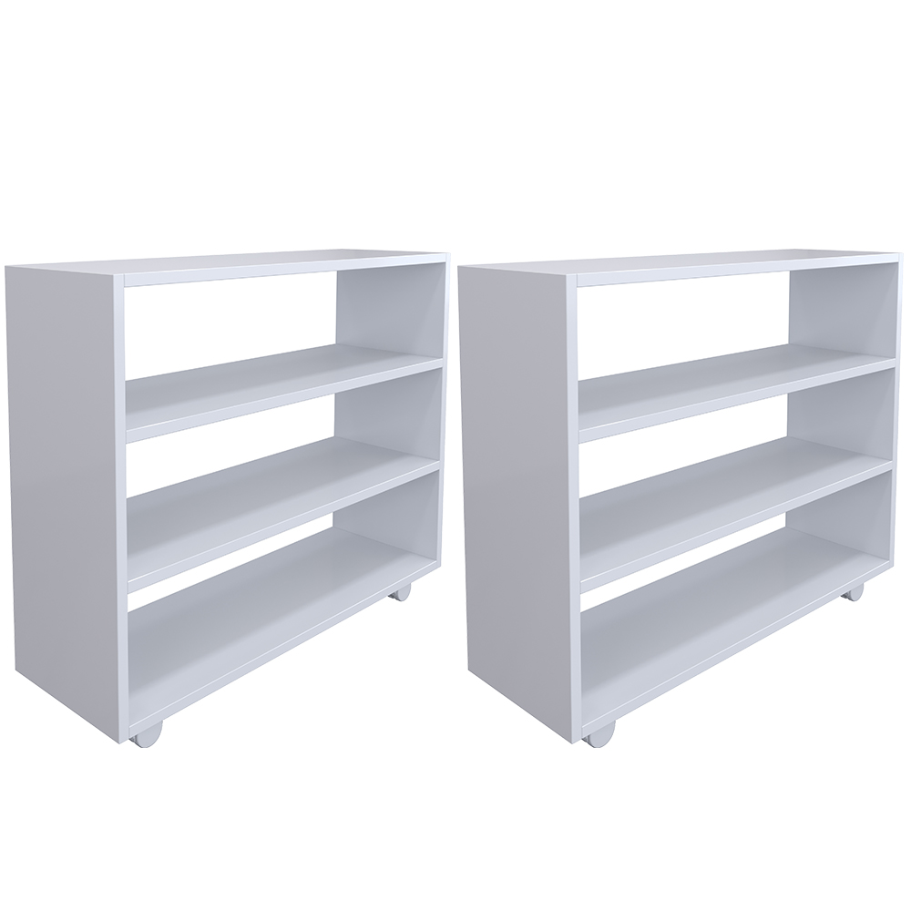 Kit 02 Sapateiras Multiuso Organizador Com 03 Prateleiras E Rodízio Pérola L03 Branco - Lyam Decor
