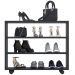 Kit 02 Sapateiras Multiuso Organizador Com 03 Prateleiras E Rodízio Pérola L03 Preto - Lyam Decor