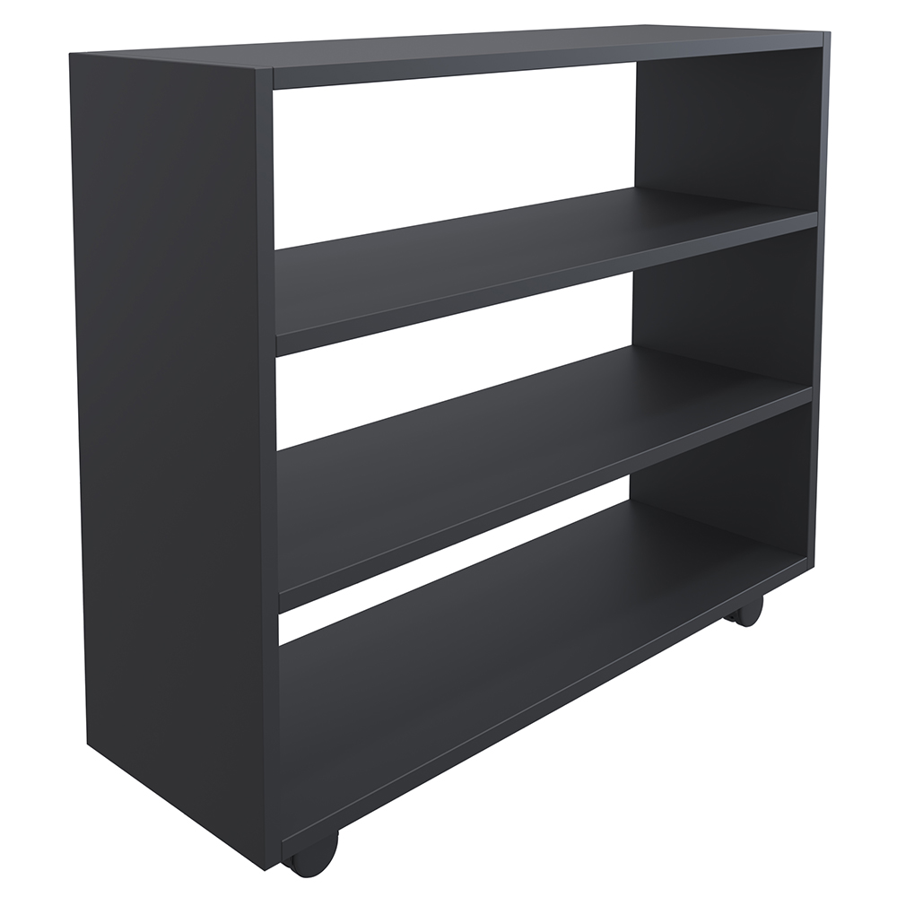 Kit 02 Sapateiras Multiuso Organizador Com 03 Prateleiras E Rodízio Pérola L03 Preto - Lyam Decor