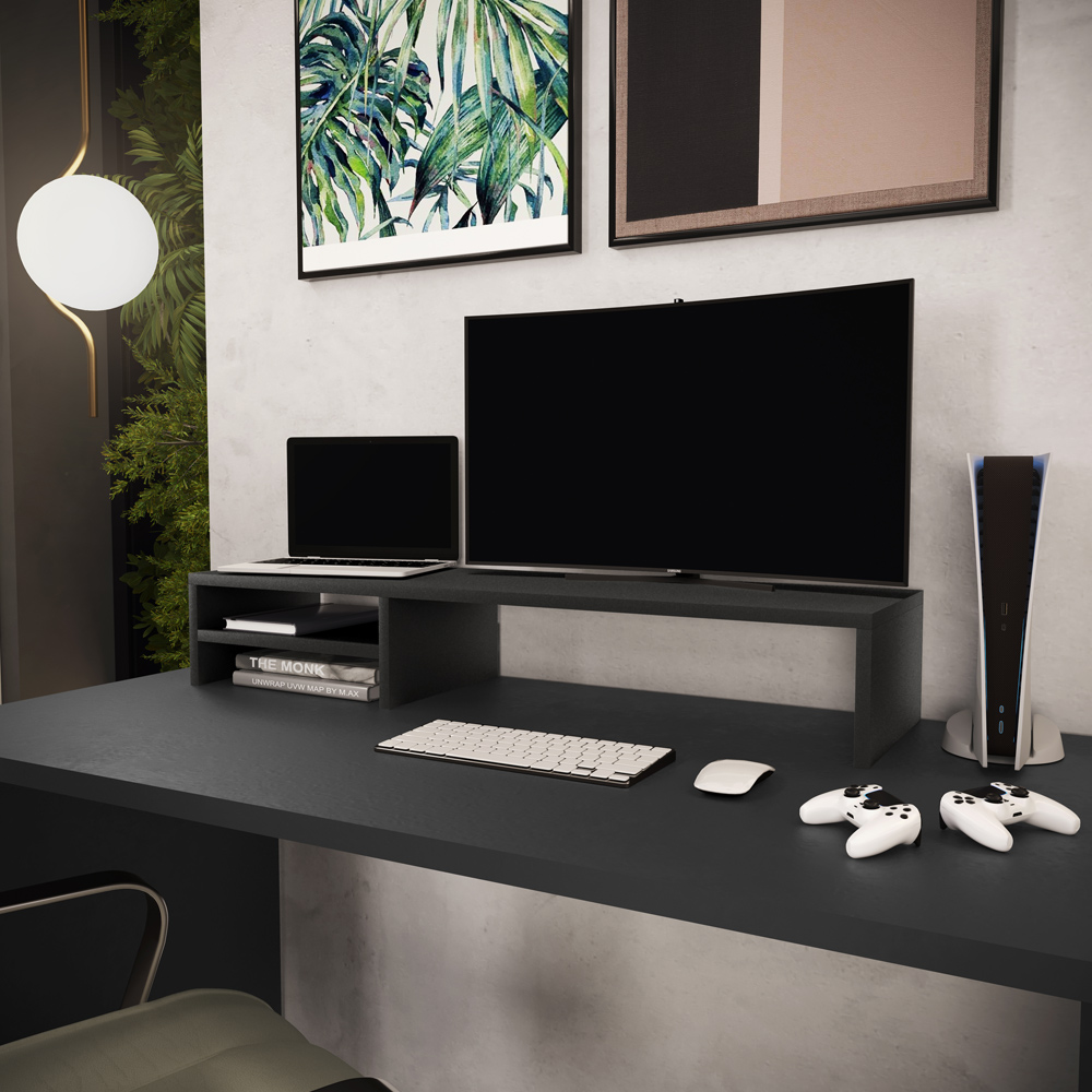 Kit 02 Suportes Para Monitor Stand Home Office Lap 90 cm L03 Preto - Lyam