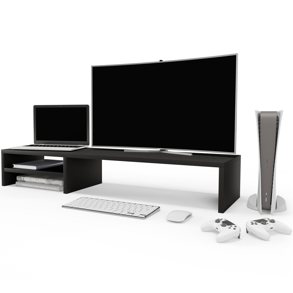 Kit 02 Suportes Para Monitor Stand Home Office Lap 90 cm L03 Preto - Lyam