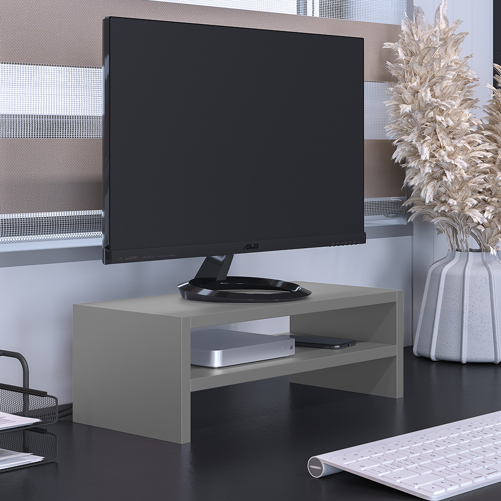 Kit 02 Suportes Stand Para Monitores Mesa Escritório Home Office Lap L03 Cinza - Lyam