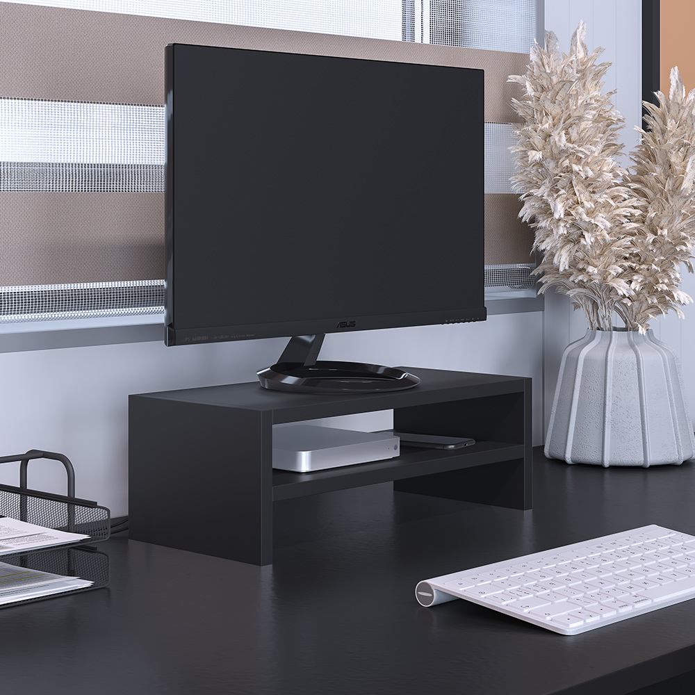 Kit 02 Suportes Stand Para Monitores Mesa Escritório Home Office Lap L03 Preto - Lyam Decor