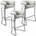 Kit 03 Banqueta Decorativa Fixa Base de Aço Preto Betina D02 Linho Creme A-48 - Lyam Decor