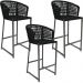 Kit 03 Banqueta Para Área Gourmet Cozinha Varanda Corda Náutica Porto D04 Preto - Lyam Decor