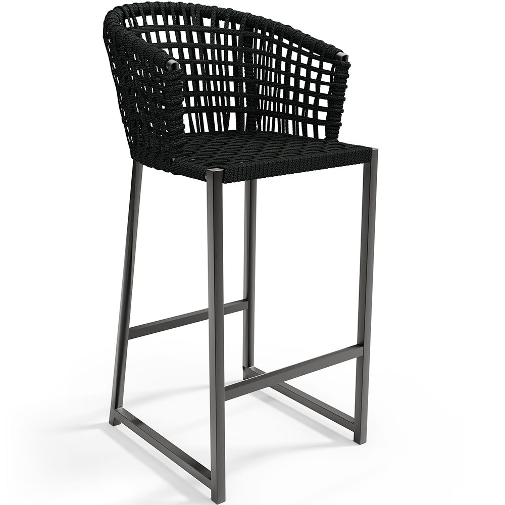 Kit 03 Banqueta Para Área Gourmet Cozinha Varanda Corda Náutica Porto D04 Preto - Lyam Decor