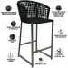 Kit 03 Banqueta Para Área Gourmet Cozinha Varanda Corda Náutica Porto D04 Preto - Lyam Decor