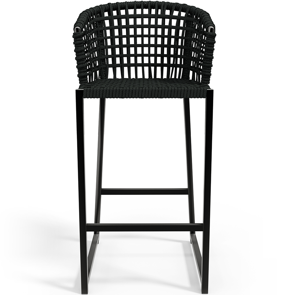 Kit 03 Banqueta Para Área Gourmet Cozinha Varanda Corda Náutica Porto D04 Preto - Lyam Decor