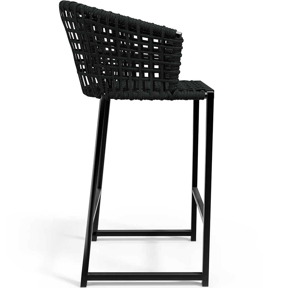 Kit 03 Banqueta Para Área Gourmet Cozinha Varanda Corda Náutica Porto D04 Preto - Lyam Decor
