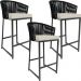 Kit 03 Banqueta Para Área Gourmet Cozinha Varanda Corda Náutica Sunset D04 Preto - Lyam Decor