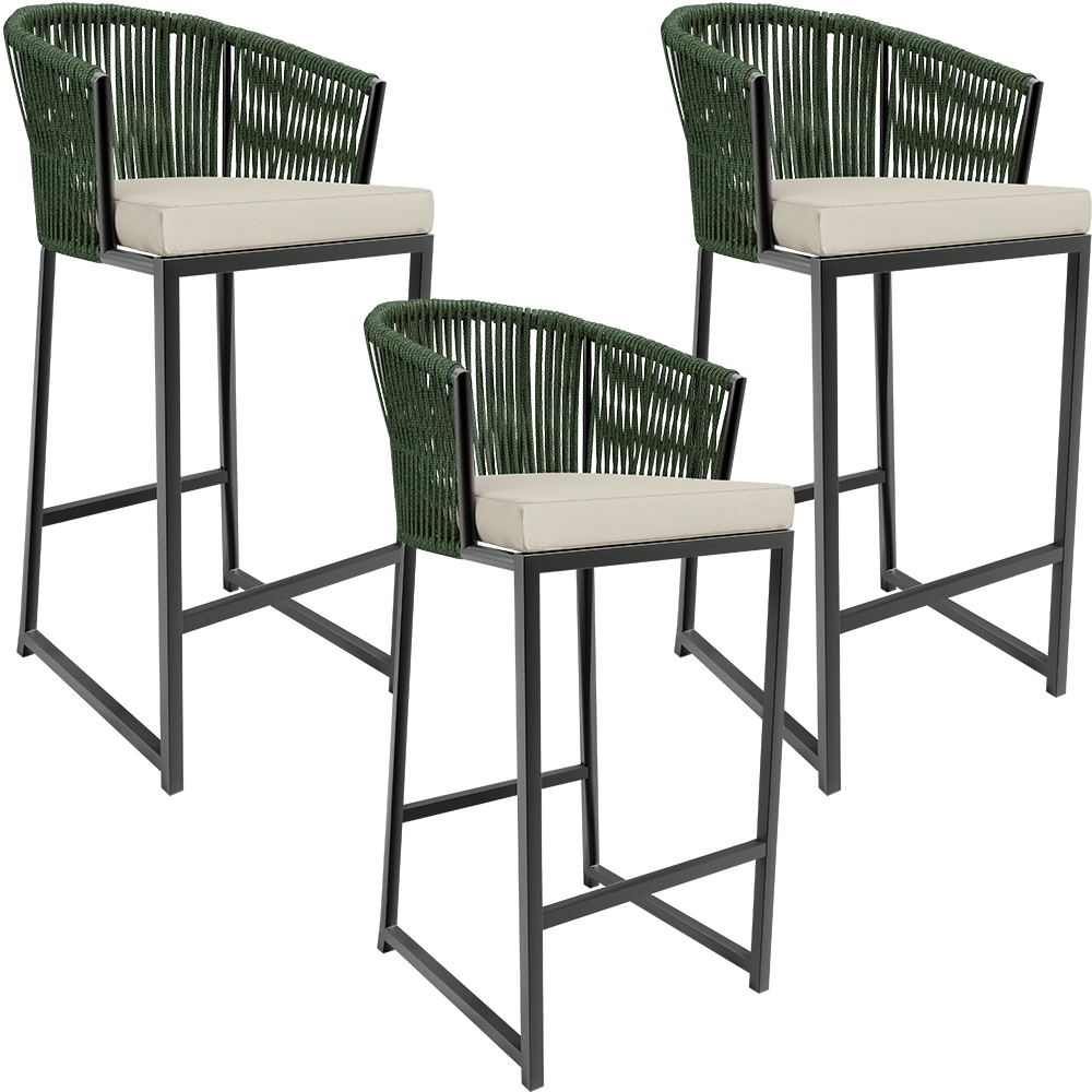 Kit 03 Banqueta Para Área Gourmet Cozinha Varanda Corda Náutica Sunset D04 Verde - Lyam Decor