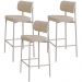 Kit 03 Banquetas Alta Bar Cozinha Sala De Jantar Aço Branco Kaira C01 Linho Areia - Lyam Decor