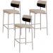 Kit 03 Banquetas Alta Bar Cozinha Sala De Jantar Aço Branco Kaira C01 Linho Areia Courino Preto - Lyam Decor