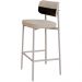 Kit 03 Banquetas Alta Bar Cozinha Sala De Jantar Aço Branco Kaira C01 Linho Areia Courino Preto - Lyam Decor