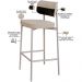 Kit 03 Banquetas Alta Bar Cozinha Sala De Jantar Aço Branco Kaira C01 Linho Areia Courino Preto - Lyam Decor