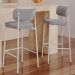 Kit 03 Banquetas Alta Bar Cozinha Sala De Jantar Aço Branco Kaira C01 Linho Cinza - Lyam Decor