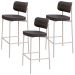 Kit 03 Banquetas Alta Bar Cozinha Sala De Jantar Aço Branco Kaira C01 Linho Preto - Lyam Decor