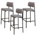 Kit 03 Banquetas Alta Bar Cozinha Sala De Jantar Aço Preto Kaira C01 Linho Cinza - Lyam Decor