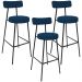 Kit 03 Banquetas Alta Bar Cozinha Sala De Jantar Em Aço Milão L02 Suede Azul Marinho - Lyam Decor