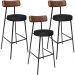 Kit 03 Banquetas Alta Bar Cozinha Sala De Jantar Milão L02 Couríssimo Marrom Preto - Lyam Decor