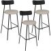Kit 03 Banquetas Alta Bar Cozinha Sala De Jantar Milão L02 Couríssimo Preto Linho Bege - Lyam Decor