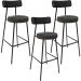 Kit 03 Banquetas Alta Bar Cozinha Sala De Jantar Milão L02 Couríssimo Preto Linho Chumbo - Lyam Decor
