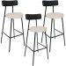 Kit 03 Banquetas Alta Bar Cozinha Sala De Jantar Milão L02 Couríssimo Preto Linho Cru - Lyam Decor
