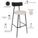 Kit 03 Banquetas Alta Bar Cozinha Sala De Jantar Milão L02 Couríssimo Preto Linho Cru - Lyam Decor