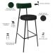 Kit 03 Banquetas Alta Bar Cozinha Sala De Jantar Milão L02 Facto Verde Couríssimo Preto - Lyam Decor